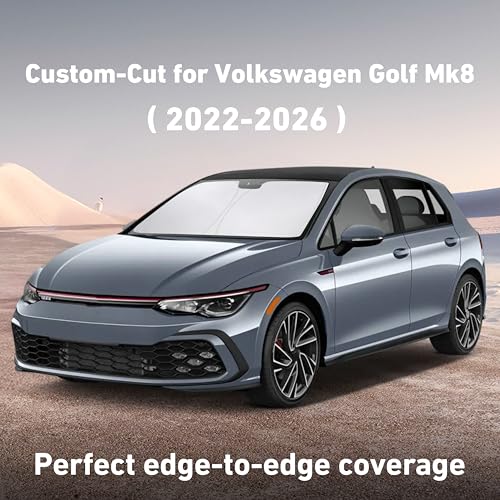 Image of EcoNour Windshield Sunshade Compatible for Volkswagen VW Golf Mk8 2022-2024 2025 2026, Sun Visor for Front Windshield & Window Sun Shade Cover, UV Heat Blocker & Protector, Car Accessories