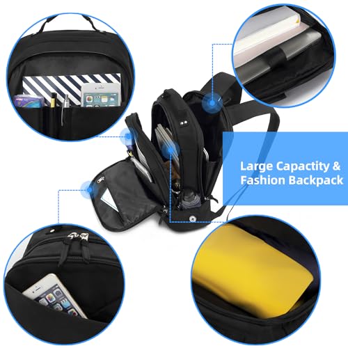 Laptop Backpack Daypack Computer Bag for Women College Student with USB Charging Portc 15.6 Inch Black4