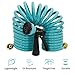 AUTOMAN EVA Recoil Garden Hose 25ft - Includes 7 Pattern Spray Nozzle,Curly Water Hose 25 Foot,Watering Coil,Retractable,Corrosion Resistant Garden Coil Hose.