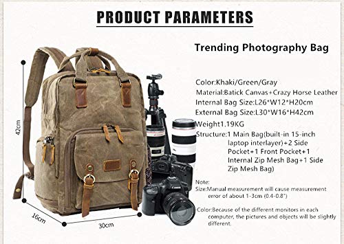 ENLAZY Batik Canvas Digital SLR Fotorucksack Robuste, gepolsterte Kameratasche für Canon/Nikon/Sony DSLR-Objektivstativ… – Bild 5