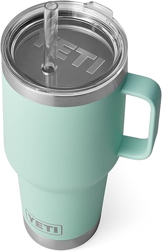 YETI Rambler - Taza con popote de 35 onzas, aislada al vacío, acero inoxidable, espuma de mar