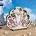 PH PandaHall Shell Display Case, 7.8x7 inch Wooden Seashell Shadow Box with Clear Window Wood Shell Holder Seashell Shaped Display Box for Coastal Beach Room Bedroom Home Vacation Decoration