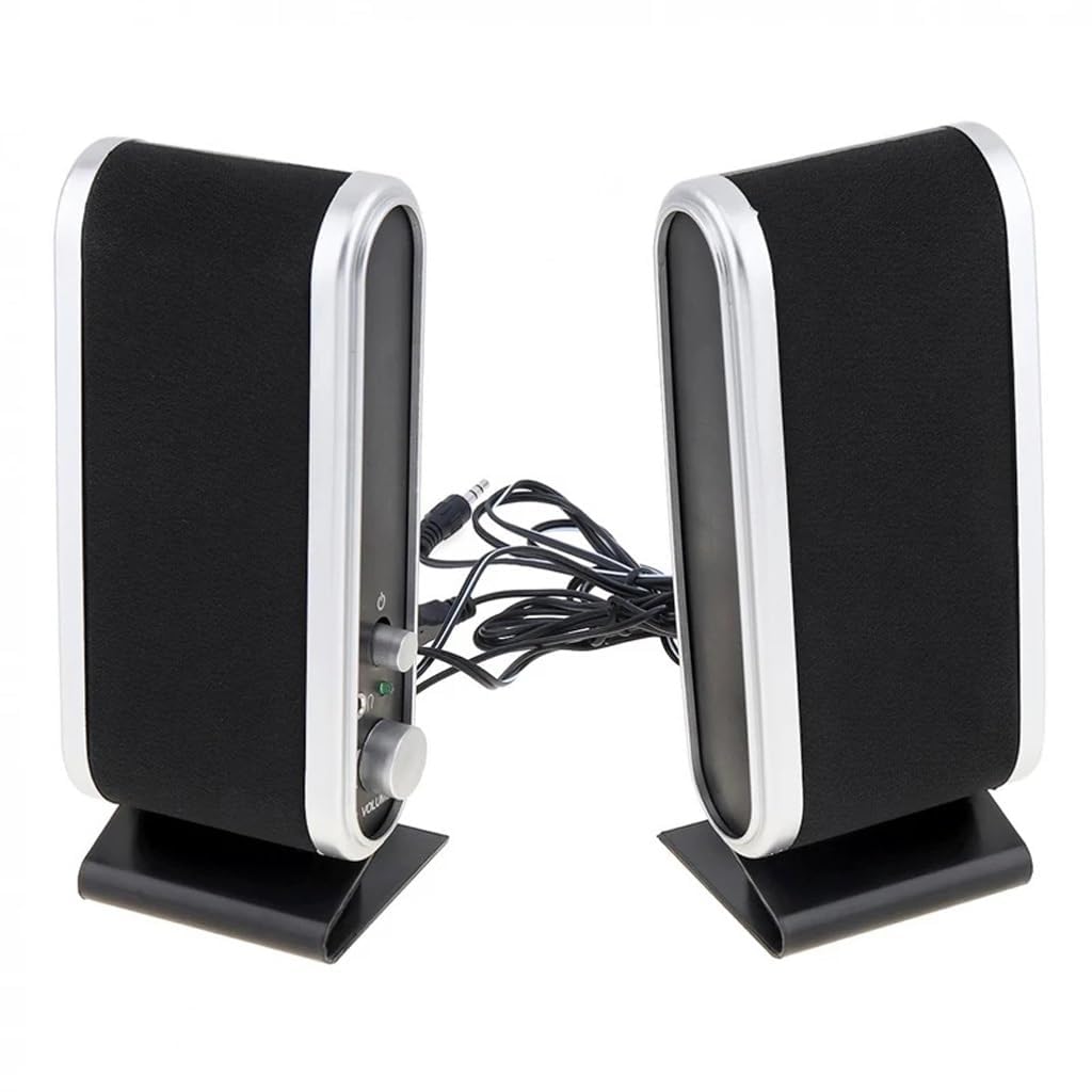 Altoparlanti per computer alimentati tramite USB, suono stereo cablato per PC, laptop, desktop, jack audio da 3,5 mm per cuffie, Plug and Play