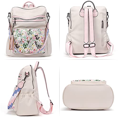 Image of CLUCI Backpack Purse for Women Fashion Leather Designer Travel Large Ladies Shoulder Bags with Tassel White print