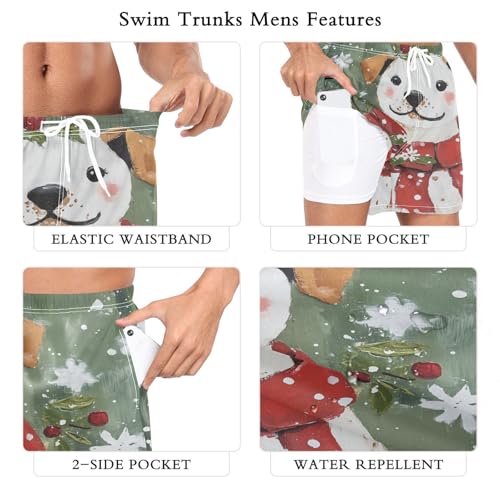 Christmas Dog Berry Men's Swim Trunks with Liner Quick Dry Beach Shorts Swimwear Bathing Suit S-XXL2