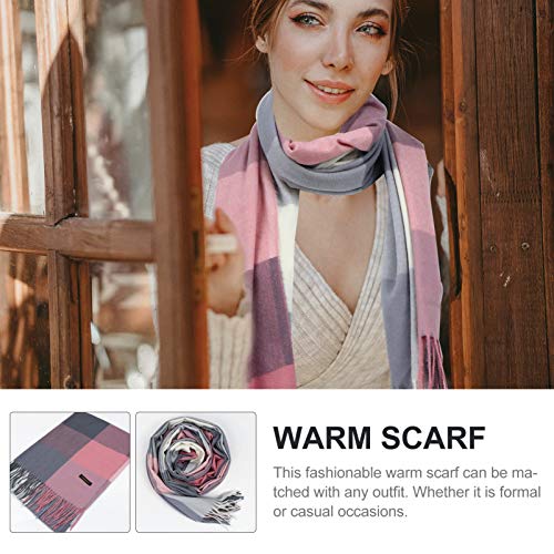 PRETYZOOM Cachecol Feminino Xadrez de Inverno Quente Xadrez Cashmere Sensação Echarpe Borla Grossa L