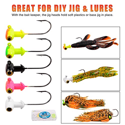 25Pcs Painted Crappie Jig Head Hooks Set, Assorted Football Head Fishing Jig Hook For Bass Walleye Trout (1/8Oz) #TOP3