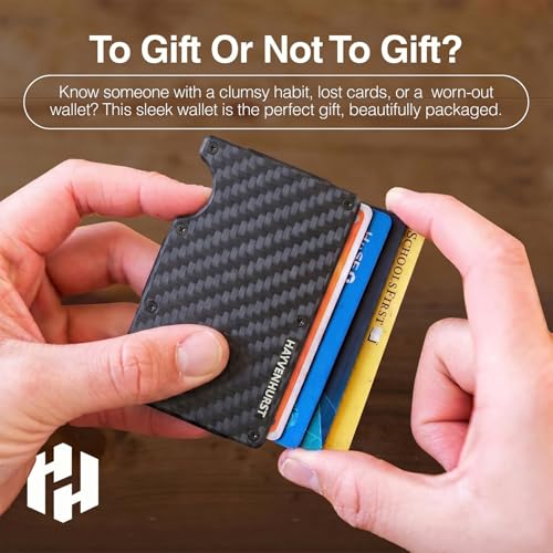 Image of Hayvenhurst Wallet for Men - Slim RFID Blocking Metal Wallet with Money Clip, Minimalist Front Pocket Credit Card Holder, Small Mens Wallet