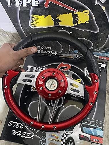 AUTO MT 13 inch Red Tractor Style Steering Wheel - Image 4