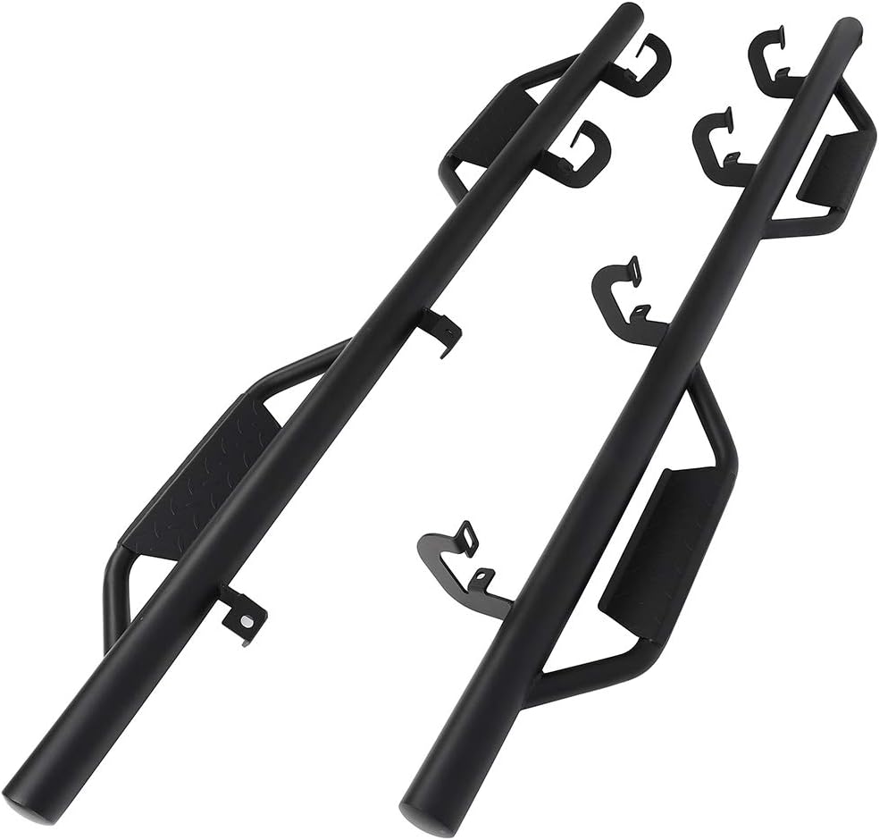 2 Pcs Aluminum Plastic Running Boards Side Steps Nerf Bars Step Rails Fits for 07-17 for GMC Sierra Crew Cab