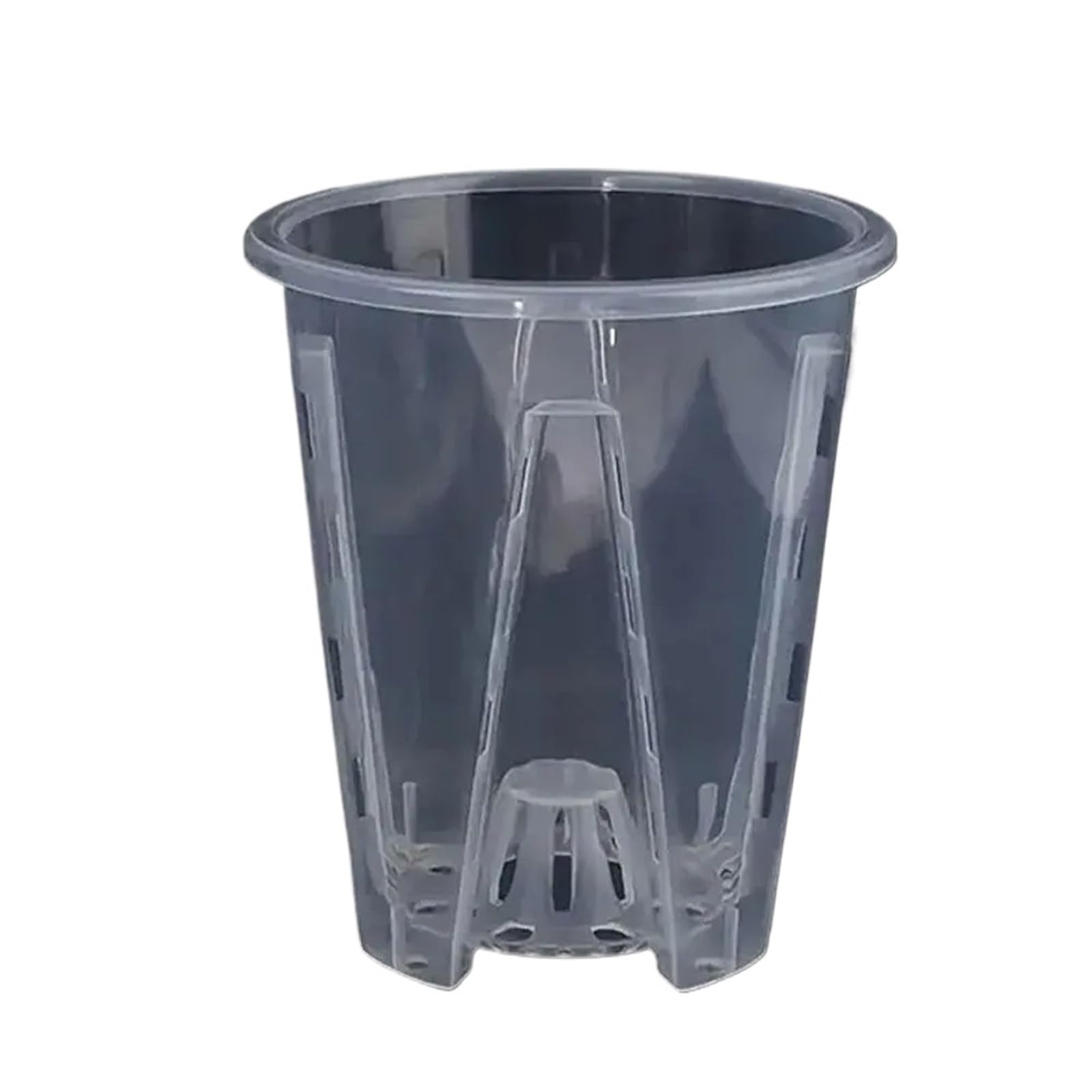 RUWLFE 6pcs Plastic Root Control Transparent Flower Pot Breathable Phalaenopsis Orchid Pots With Stomata With Tray Planting for Succulents, Houseplants(14cm,Without tray)