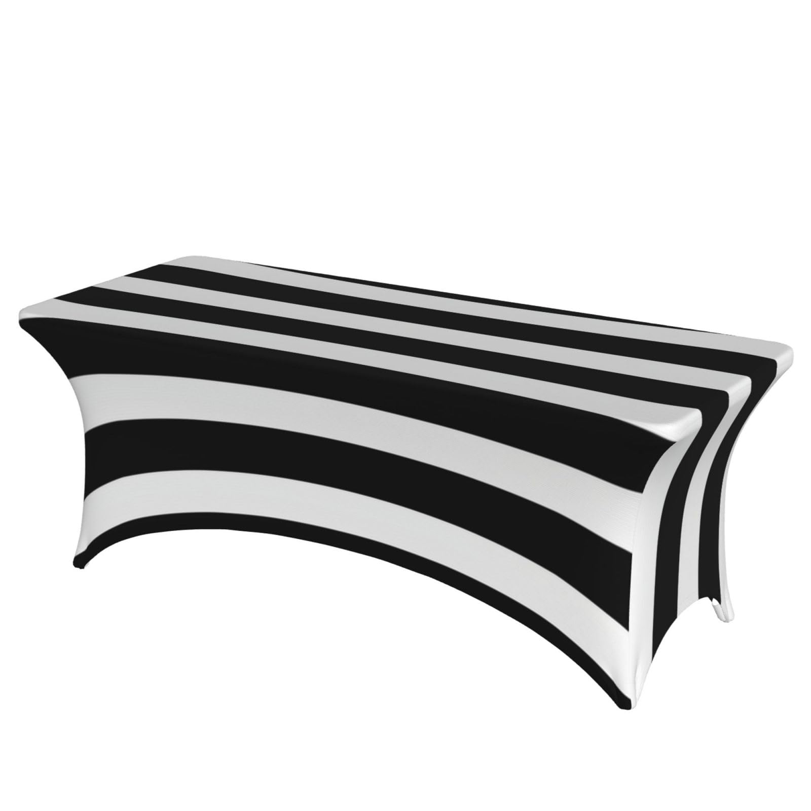Nappe rectangulaire 1,8m extensible housse de table stretch blanche noire pour buffet