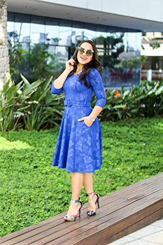 Vestido Moda Evangélica+ Cinto Manga Longa Inverno