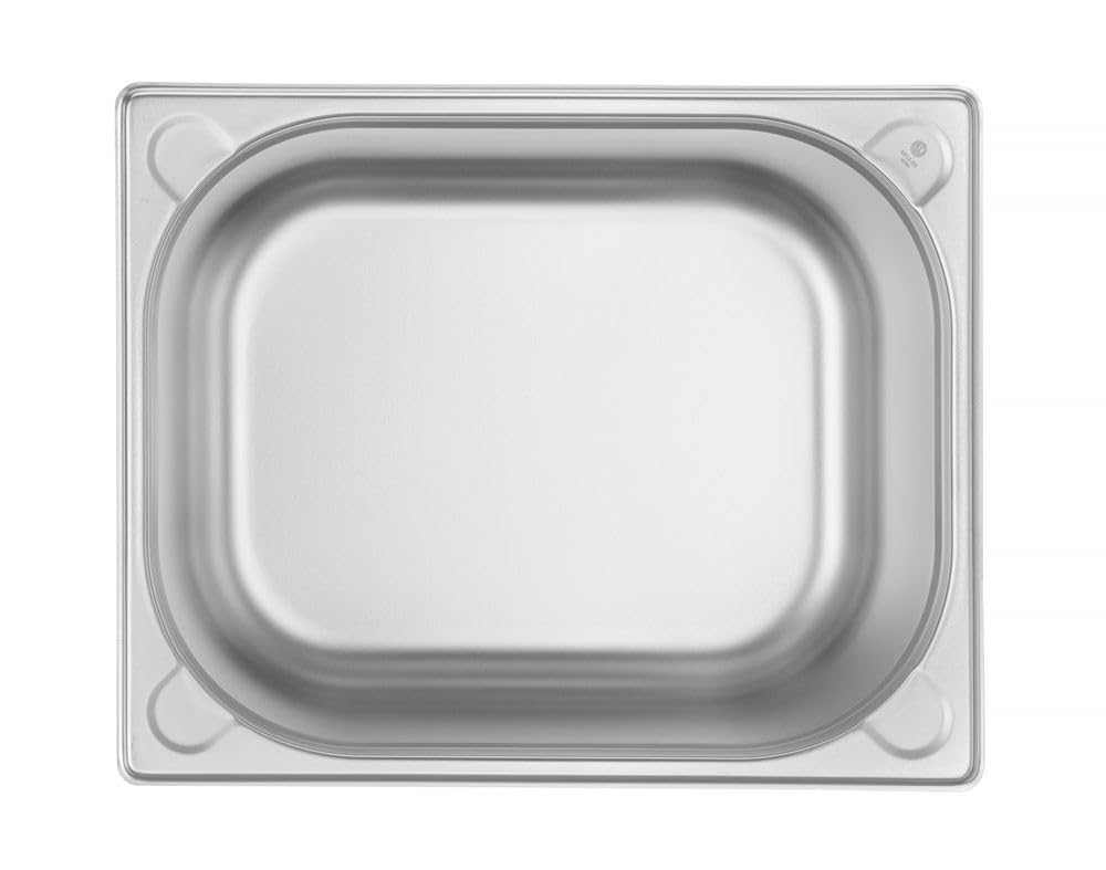 HENDI Recipiente Gastronorm GN 1/2, Kitchen Line, resistencia térmica -40 °C a 250 °C, apto para horno y baño maría, 12,5L, 325x265x(H) 200mm, acero inoxidable