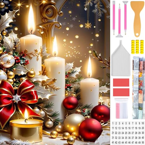 Amyaker ダイヤモンドアート キット 四角いビーズ 全面 ダイアモンドビーズ絵画キット 日本語キャンバス DIY 手作り絵画 手芸キット モザイクアート 5D モザイクアート ダイヤモンド塗装 全面貼り付けタイプ 30x40cm ろうそく