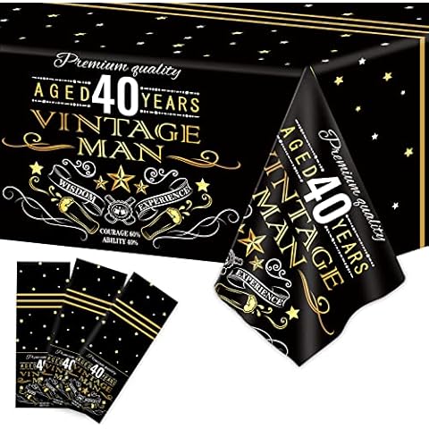 3pcs Vintage 40th Birthday Tablecloth Set Cover