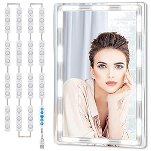 Dimmable LED mirror lights, Hollywood light for mirrors, illuminated make-up set make-up mirror with 45 dimmable LEDs, beauty make-up table light, make-up table/bathroom mirror (without mirror)