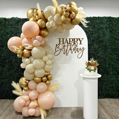 Image of Gold Beige Balloons, 55 PCS Neutral Boho Wedding Baby Shower Party Balloons