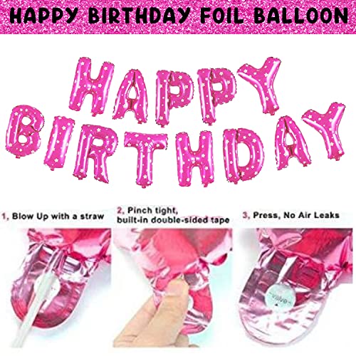 Image of Party Propz Pink Happy Birthday Decoration Kit -2Pcs Set HBD Foil Balloon With Led Light Birthday Decorations Items For Bday Lights Combo Pack Set, Husband,Wife, First, 2nd,30th,40th,50th Theme