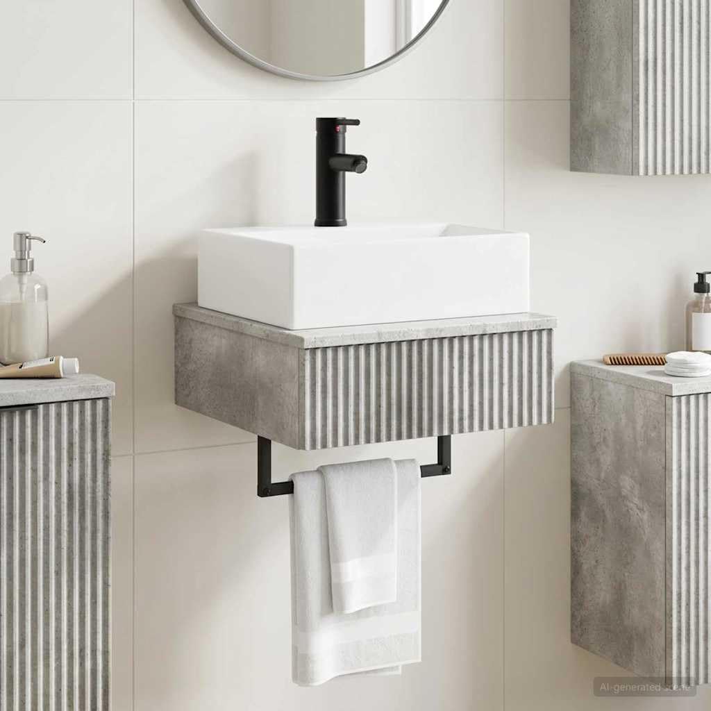 Lavabo mural gris béton 40 x 41 x 39 cm