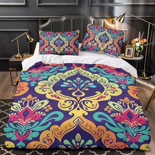 Housse de couette fleurs imprimé 3D parure de lit microfibre 3pcs - 4