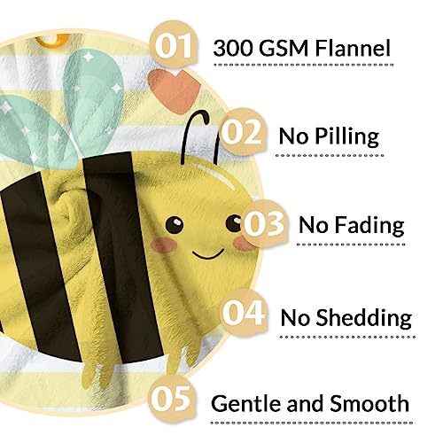 Bee Blanket Gifts, 40"x50" Cute Bee Print Throw for Women Girls, Soft Cozy Warm Flannel for Sofa Bed