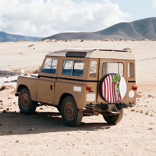 Image of Funny Frog Spare Tire Cover Trailer Tire Covers Weatherproof Wheel Protector Fit for Rv Trailer Truck Travel Trailers Accessories 17 inch Wheel Us Flag-Frog