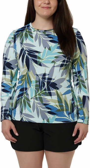 Hang Ten Women's Rashguards - Starfish in Mint, Small