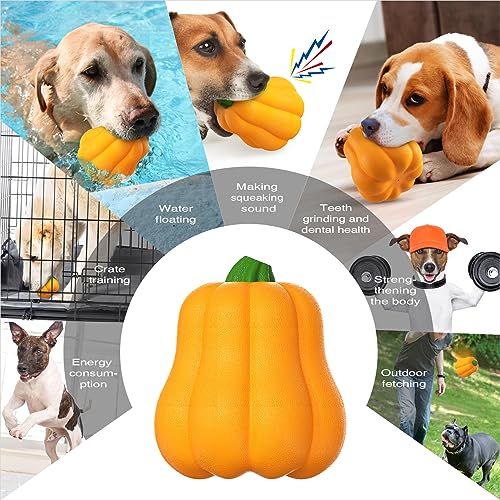 LiuMelinda Dog Chew Toys for Aggressive-Chewers - Indestructible Dog Toy for Aggressive Chewer,Tough Chew Toys for Dogs (Rubber Orange-Pumpkin)