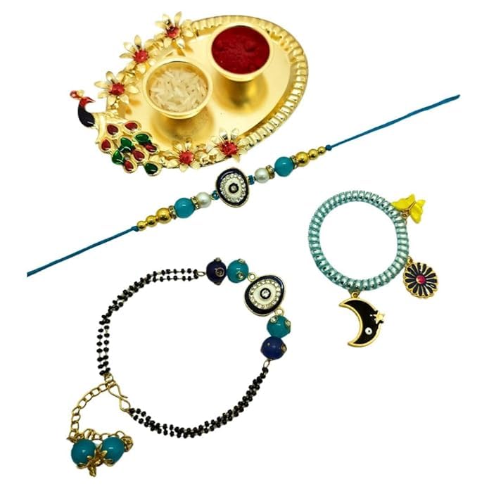 VACHANMOLI Premium Bhaiya Bhabhi Evil Eye Couple Rakhi/Bracelet Pair Rakhi/Lumba Rakhi for Bhabhi/Designer Handmade Rakhi with Elegant Design Pooja Thali for Roli and Chawal (B0D8H7D56N) Amazon Price History, Amazon Price Tracker