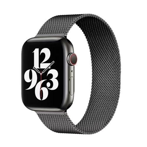 KAMINRUN Mesh Metal Bands Compatible with Apple Watch Band 42 mm 44 mm 45 mm 49 mm, Stainless Steel Magnetic Loop Strap, 44 MM