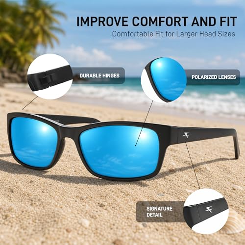 Image of FATHEADZ Oversized Polarized Sunglasses Men & Women - UV Protection RX Ready Wide Fit Eyewear for Outdoor Use - RX Ready