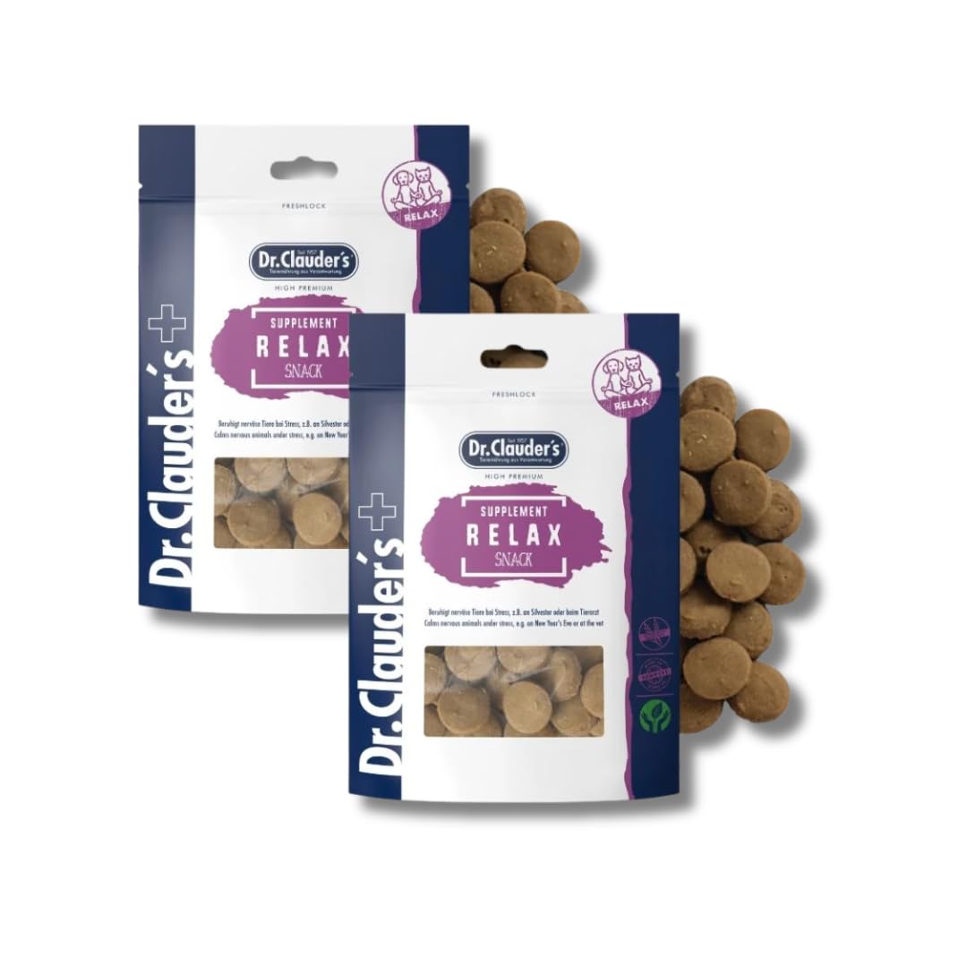 Supplement Relax | Snack per cani e gatti | 2 x 150 g | Senza cereali | Dr.Clauder's | Alimento complementare | Per situazioni particolari | Con Lactium® & erbe | Confezione Doppia