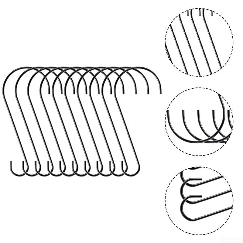 Lot de 10 crochets pour panier de fleurs d'extérieur pour suspendre des plantes, des décorations de jardin et des mangeoires à oiseaux en fer pour terrasse, balcon (noir)