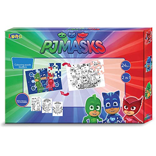 Preisvergleich Produktbild fundesign PJ Masks - Puzzle 2-SEITIG ZUM AUSMALEN (24 Teile)