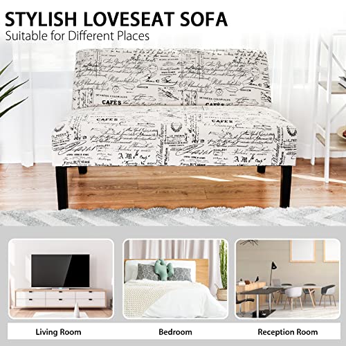 Giantex Armless Loveseat Sofa Modern Sofa Chair Couch Wood Living Room Leisure Fabric Furniture (Letter-Design) #TOP4