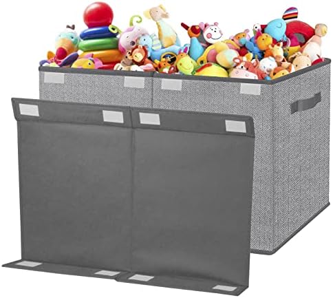 Large Toy Box Chest Organizer Bins for Boys Girls Kids, Collapsible Fabric Storage Basket Container with Flip-Top Lid & Handles for Clothes,Blanket,Nursery,Playroom,Bedroom, Herringbone Pattern(Gray) 6 51y5Rf5rCfL. AC