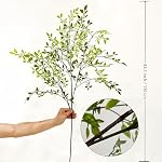 Artificial Plants 3PCS Faux Greenery Stems, Spring Leaves Branches Artificial Ficus Twig Green Faux Plastic Plant Stems for Vase Outdoor Indoor Summer Garden Home Decor (Summer Green)