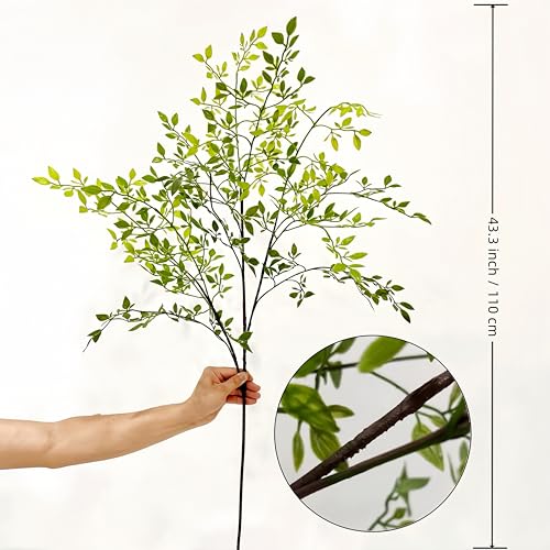 Avoik 3 sztuki sztucznych roślin, gałązki, 110 cm, zielone rośliny eukaliptusowe, pnie, sztuczne liście, do wypełniania wazonów, dekoracja na wesele, do ogrodu, domu