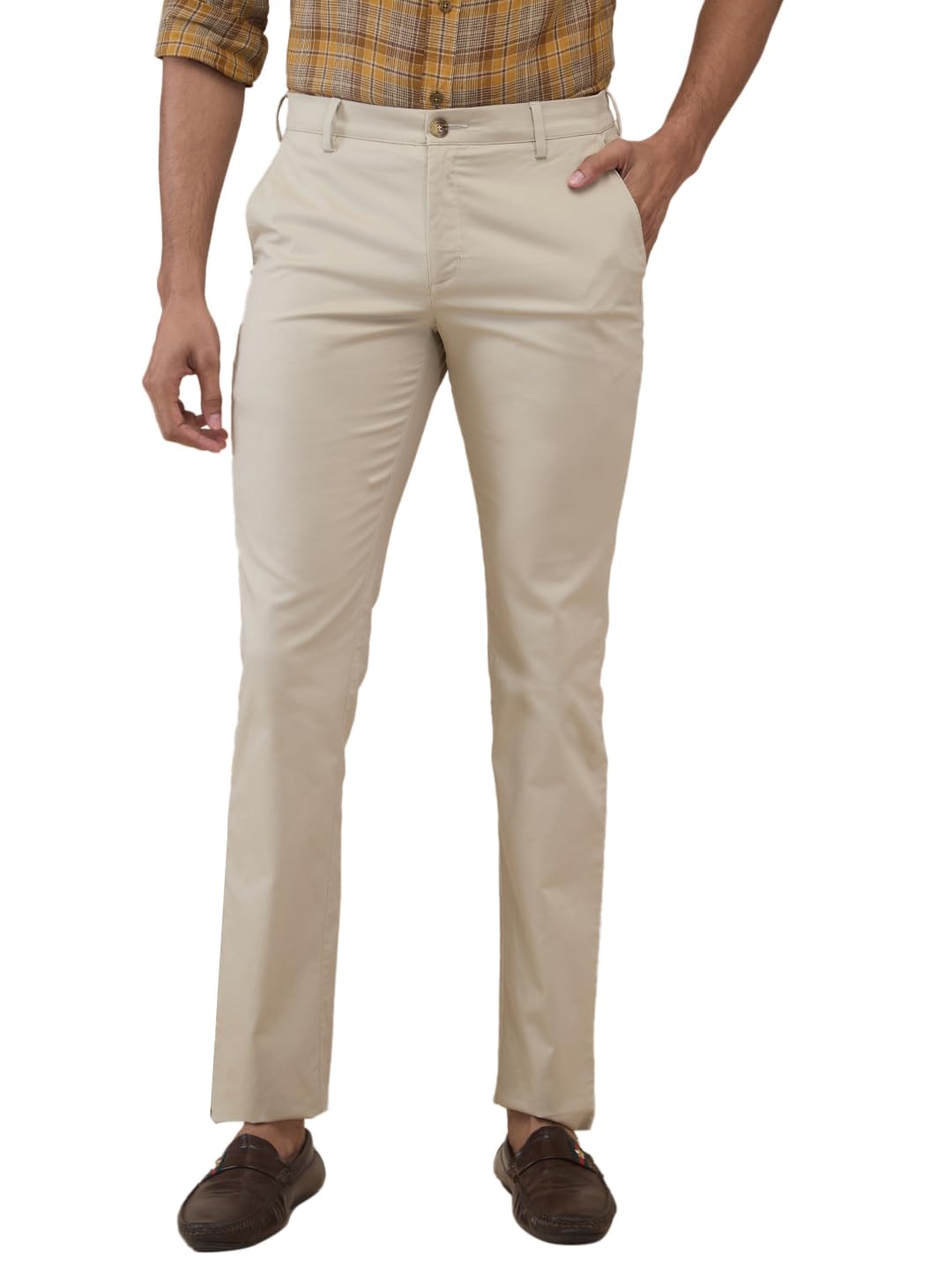 colorplus Men Slim Fit Solid Pattern Cotton Blend Flat Front Casual Trouser-picture-17