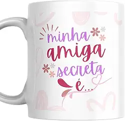 Caneca Porcelana Personalizada Presente Amigo Oculto Secreto da Onça Natal Minha Amiga Secreta