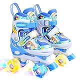 Rainbow Unicorn Kids Roller Skates for Girls Boys Toddler Ages 6-12,4-Pejiijar Adjustable Roller Shoes with Luminous Wheels for Birthday Xmas Gifts. Medium(1-4) -  shenzhen youxu keji