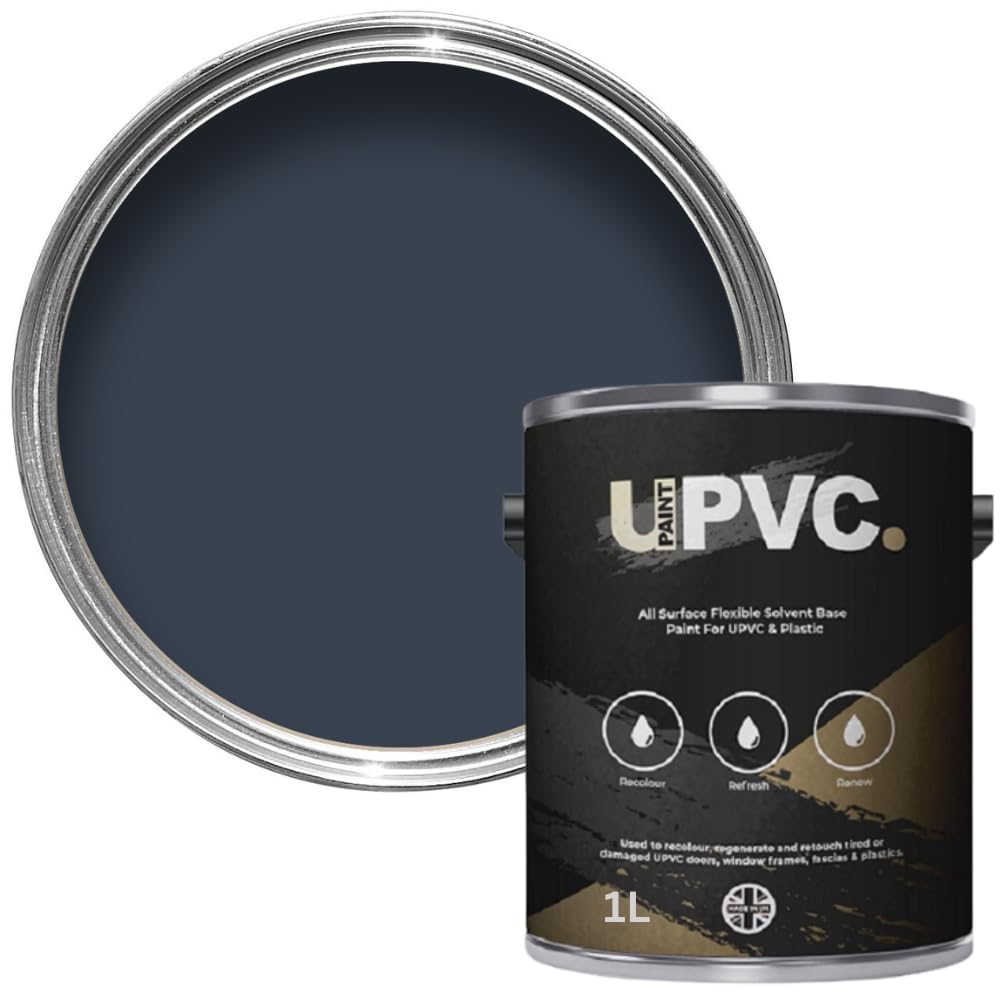 upaintpvc - All-In-Once UPVC Plastic Paint - Windows - Doors - Frames - Conservatories - Fascia - Downpipes - Guttering | Semi Matt Finish - 1 Litre (Steel Blue Ral 5011)