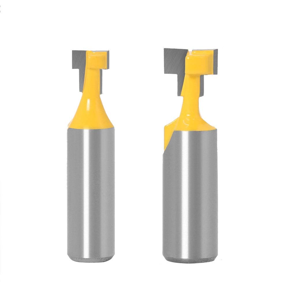 Milling cutter，Rabbet Router Bit, Beading Column Milling Cutter，2PCS T-Slot Router Bit, Blade Diameter 3/8" and 1/2" Keyhole Milling Cutter, Carbide Tipped T-Track Slotting Woodworking Tools, Shank Di