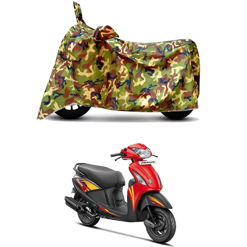Image of Waterproof 100% PVC Coated Full Bike Scooty Two Wheeler Body Cover Compatible for Hero Pleasure /UV-Rays /Heat Protection /Birds Dropping /Scratchproof /Dust Proof /All Varient[6X6 Jungle Print]