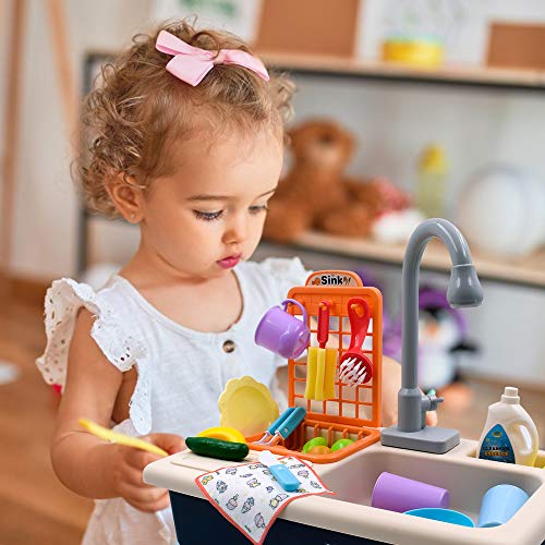Acelane Küchenspielzeug mit Wasserkreislauf für Kinder ab 3 Jahre - Geschirrspüler, Spülbecken, Rollenspiel Spielset für Jungen und Mädchen