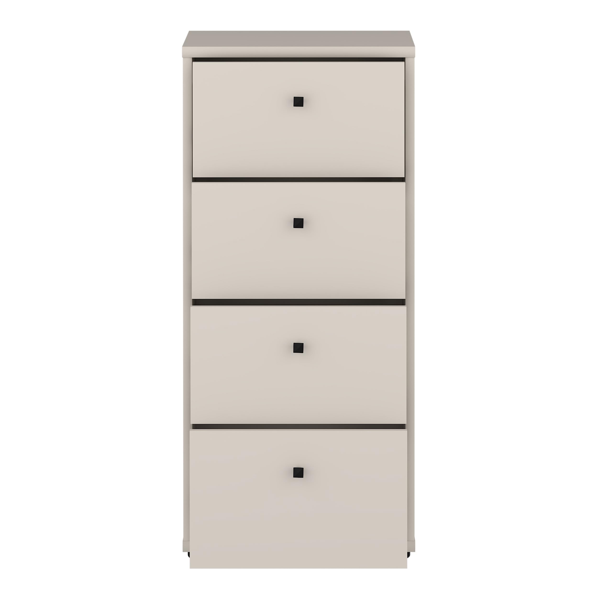 Forte TEMPRA 2 Kommode 40, Moderne Kommode mit 4 Schubladen, Holzwerkstoff, Schlafzimmer, Wohnzimmer, Büro, Kaschmir|Beige, 38,6 cm breit x 85,5 cm hoch x 34,8 cm tief
