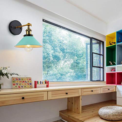 Image of ANYE Wall Sconces with UL Plug-in Button Black Cord Retro Minimalist Style Macaron Light Green Iron Lampshade Decor Lights Fixtures for Loft Cabinet Kitchen Hotel Bulb Sold Separately