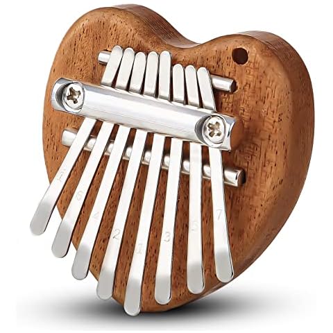Mini Kalimba Thumb Piano 8 Keys,Portable Solid Wood Mbira Finger Piano for Kids and Adults,Pocket Musical Gifts for Beginners w/ Chain Cover