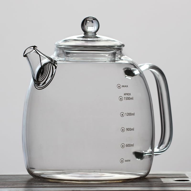 Glass kettle, high borosilicate glass kettle with scale markings, a 2000ml water bottle capacity, suitable for making tea with ice water or boiling water (Panda [Teapot] Glass Lid) product image